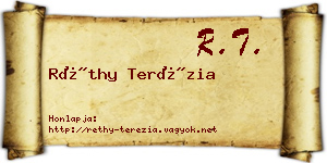 Réthy Terézia névjegykártya